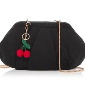 Black Women's Bag with Cherry Charm
